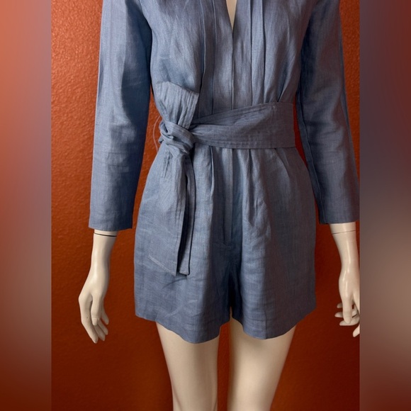 Karina Grimaldi Blue Linen Romper Women's Robe Size Small - Picture 12 of 12